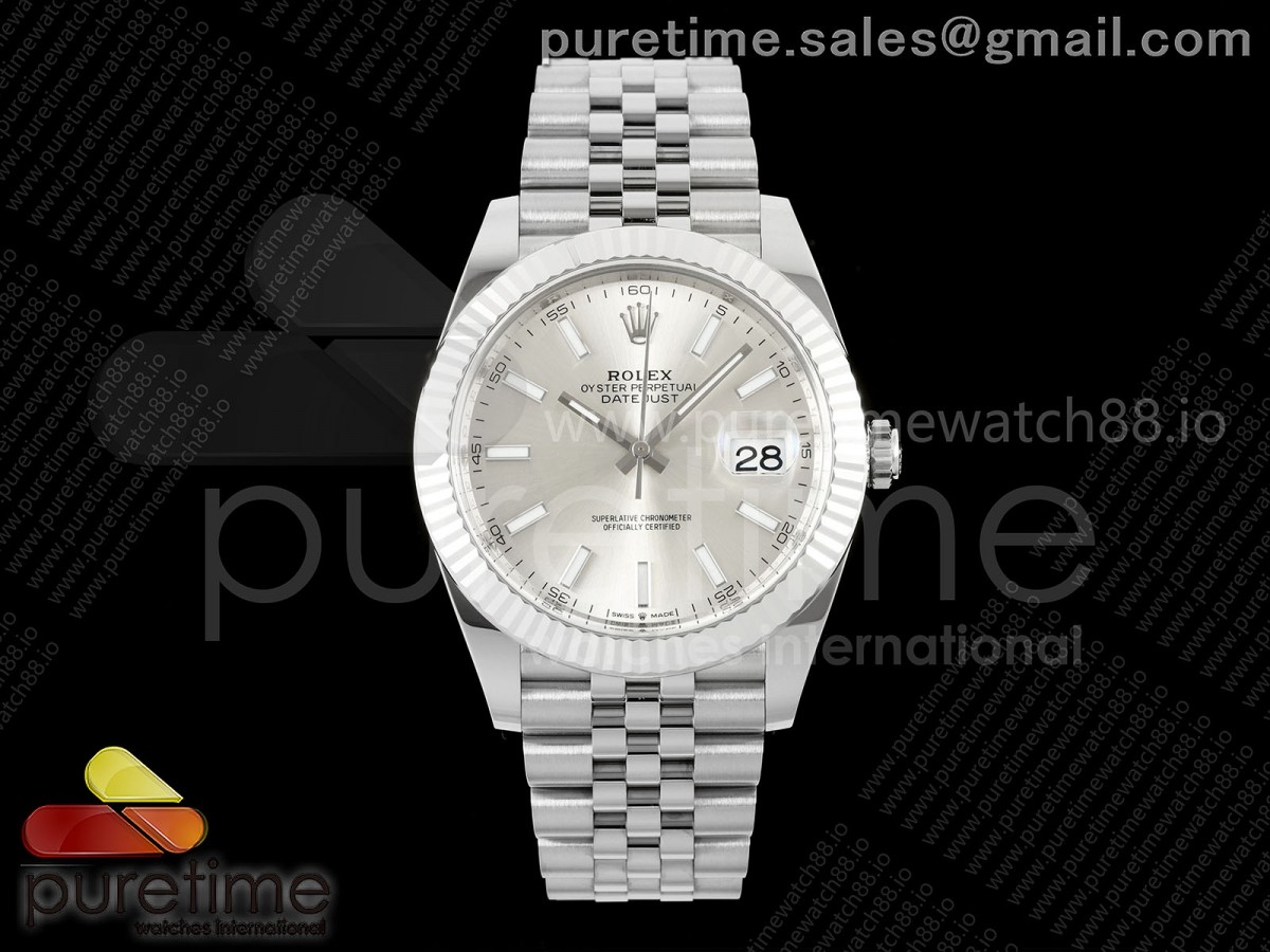 CleanPlus 클린플러스 롤렉스 데이저스트41 프리스프렁 실버다이얼 쥬빌레브레이슬릿 133g  DateJust 41 126334 Clean Plus 1:1 Best Edition Silver Stick Dial on Jubilee Bracelet JH3235 (Free Sprung)
