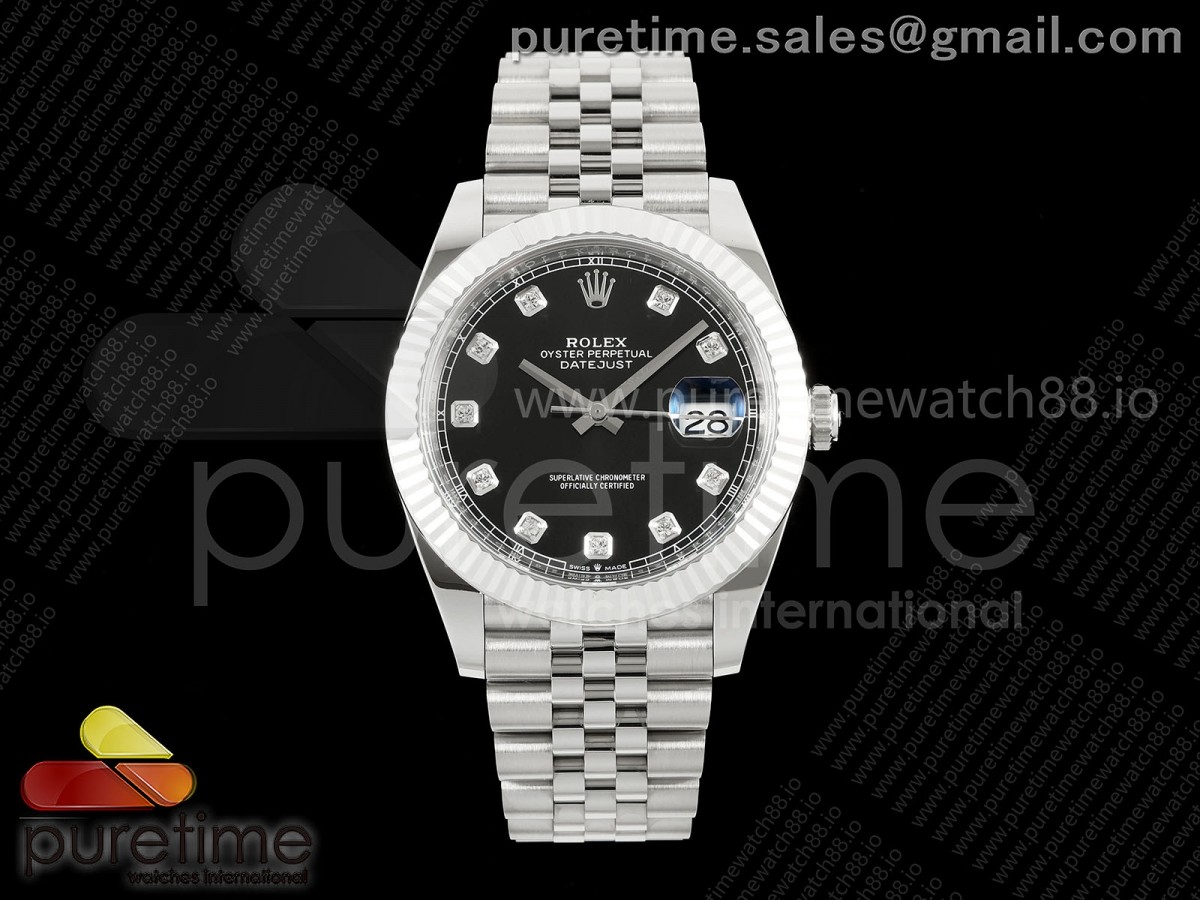 CleanPlus 클린플러스 롤렉스 데이저스트41 프리스프렁 블랙텐포인트다이얼 쥬빌레브레이슬릿 133g DateJust 41 126334 Clean Plus 1:1 Best Edition Black Diamonds Dial on Jubilee Bracelet JH3235 (Free Sprung)