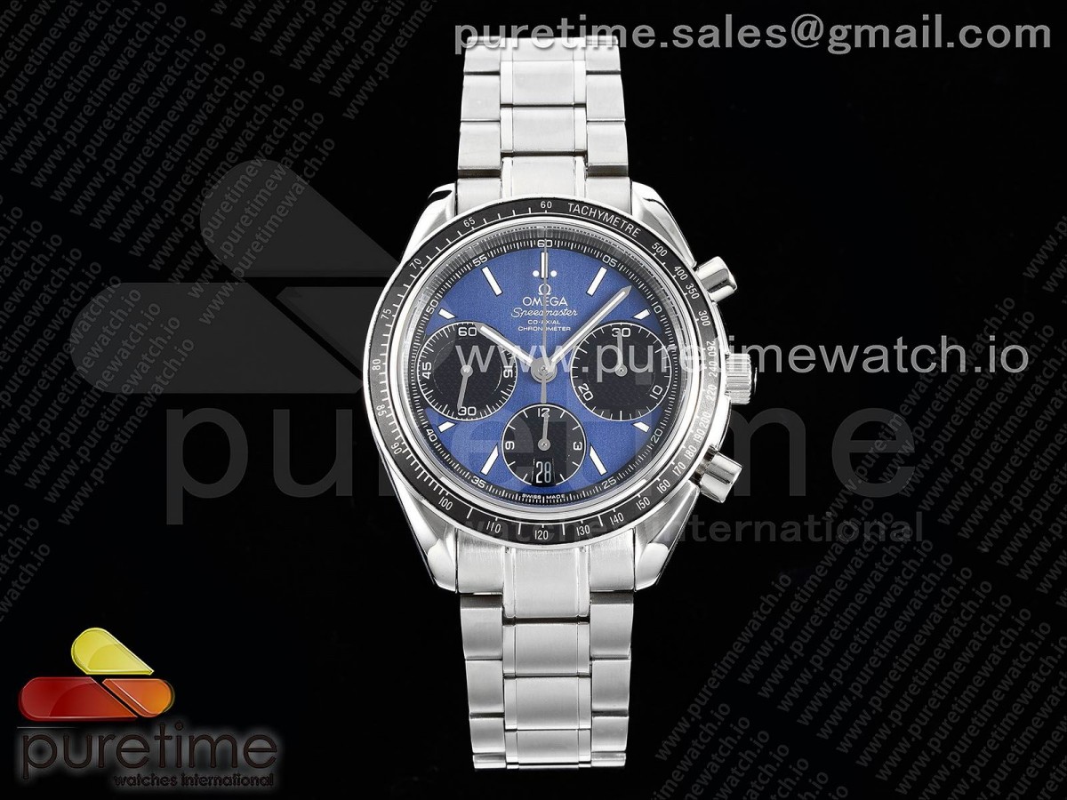 HRF 오메가 스피드마스터 레이싱마스터 블루/블랙다이얼 스틸브레이슬릿 Speedmaster Racing Master SS HRF 1:1 Best Edition Blue/Black Dial on SS Bracelet A7750