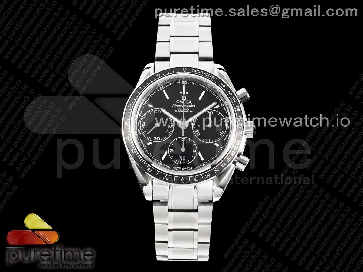 HRF 오메가 스피드마스터 레이싱마스터 블랙다이얼 스틸브레이슬릿 Speedmaster Racing Master SS HRF 1:1 Best Edition Black Dial on SS Bracelet A7750