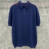 대리석집 제냐 남성 네이비 면 카라 반팔 니트 티셔츠
