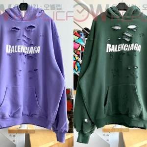 계단집 발렌시아가 가슴로고 빈티지 후드티 (2컬러)