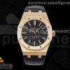 APSF V3 오데마피게 로얄오크 15400 로즈골드 블랙다이얼 블랙가죽스트랩 Royal Oak 41mm 15400 RG APSF 1:1 Best Edition Black Textured Dial on Black Leather Strap SA3120 Super Clone V3