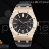 APSF V2 오데마피게 로얄오크 15510 로즈골드 블랙다이얼 블랙가죽스트랩 Royal Oak 15510 RG APSF 1:1 Best Edition Black Dial on Black Leather Strap SA4302 Super Clone V2 (SW Dial)