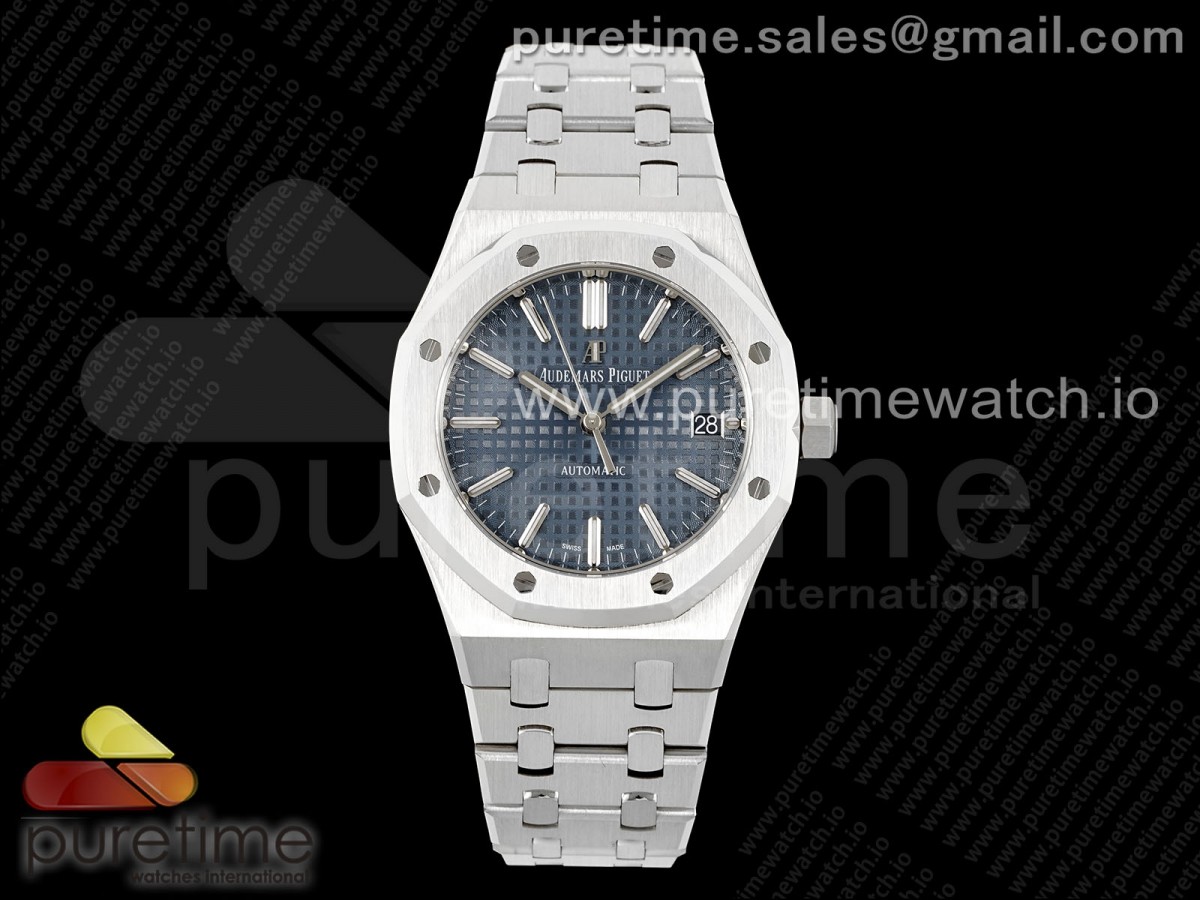 APSF 오데마피게 로얄오크 37미리 15450 블루텍스쳐다이얼 스틸브레이슬릿 Royal Oak 37mm 15450 SS APSF 1:1 Best Edition Blue Textured Dial on SS Bracelet SA3120 Super Clone