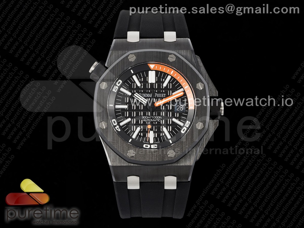 APSF 오데마피게 로얄오크 오프쇼어 다이버 15707 블랙세라믹 블랙다이얼 블랙러버스트랩 Royal Oak Offshore Diver 15707 Black Ceramic APSF 1:1 Best Edition SA3120 Super Clone