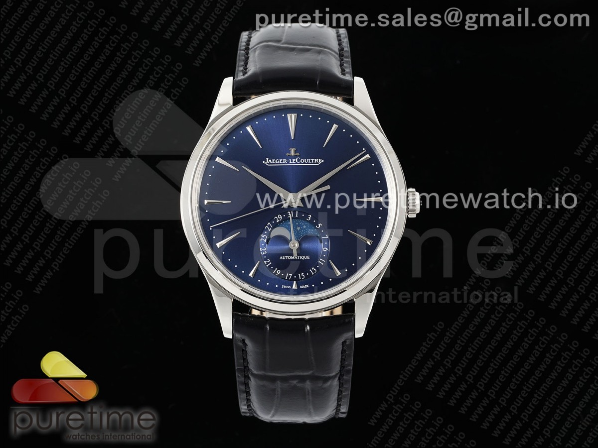 APSF 예거 마스터 울트라 씬문 블루다이얼 블랙가죽스트랩 Master Ultra Thin Moon SS APSF 1:1 Best Edition Blue Dial on Black Leather Strap SA925 Super Clone