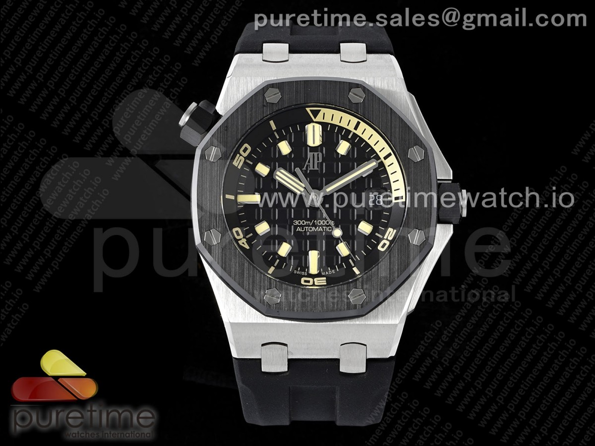 APSF 오데마피게 로얄오크 오프쇼어 다이버 15720 세라믹베젤 블랙다이얼 블랙러버스트랩 Royal Oak Offshore Diver 15720 SS APSF 1:1 Best Edition Black Dial Ceramic Bezel on Black Rubber Strap A4308 Super Clone