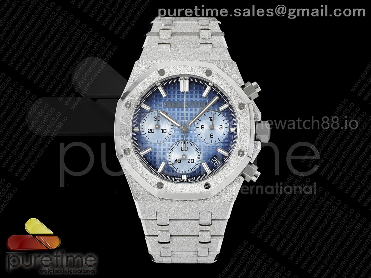 APSF V2 오데마피게 로얄오크 크로노 26240 프러스티드 아이스블루다이얼 스틸브레이슬릿  Royal Oak Chrono 26240 Frosted SS APSF 1:1 Best Edition Ice Blue Dial on Bracelet SA4401 Super Clone