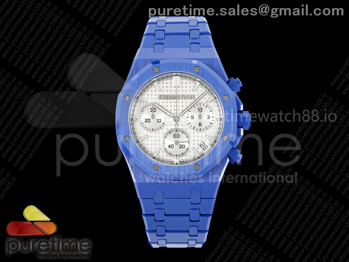 APSF 오데마피게 로얄오크 크로노 26240 블루세라믹 실버다이얼 세라브레이슬릿  Royal Oak Chrono 26240 Blue Ceramic APSF 1:1 Best Edition Silver Dial on Bracelet SA4401 Super Clone