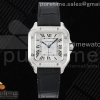 3KF 까르띠에 산토스 미듐 다이아베젤 화이트다이얼 블랙가죽스트랩 Santos de Cartier 35mm 3KF 1:1 Best Edition White Dial Diamonds Bezel on Black Leather Strap MIYOTA 9015