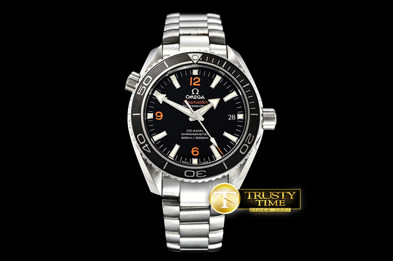 (특가) VSF 오메가 씨마스터 플래닛오션 45mm 블랙다이얼 블랙러버스트랩 Planet Ocean 45mm Cer SS/SS Black/Org VSF Asia 8500