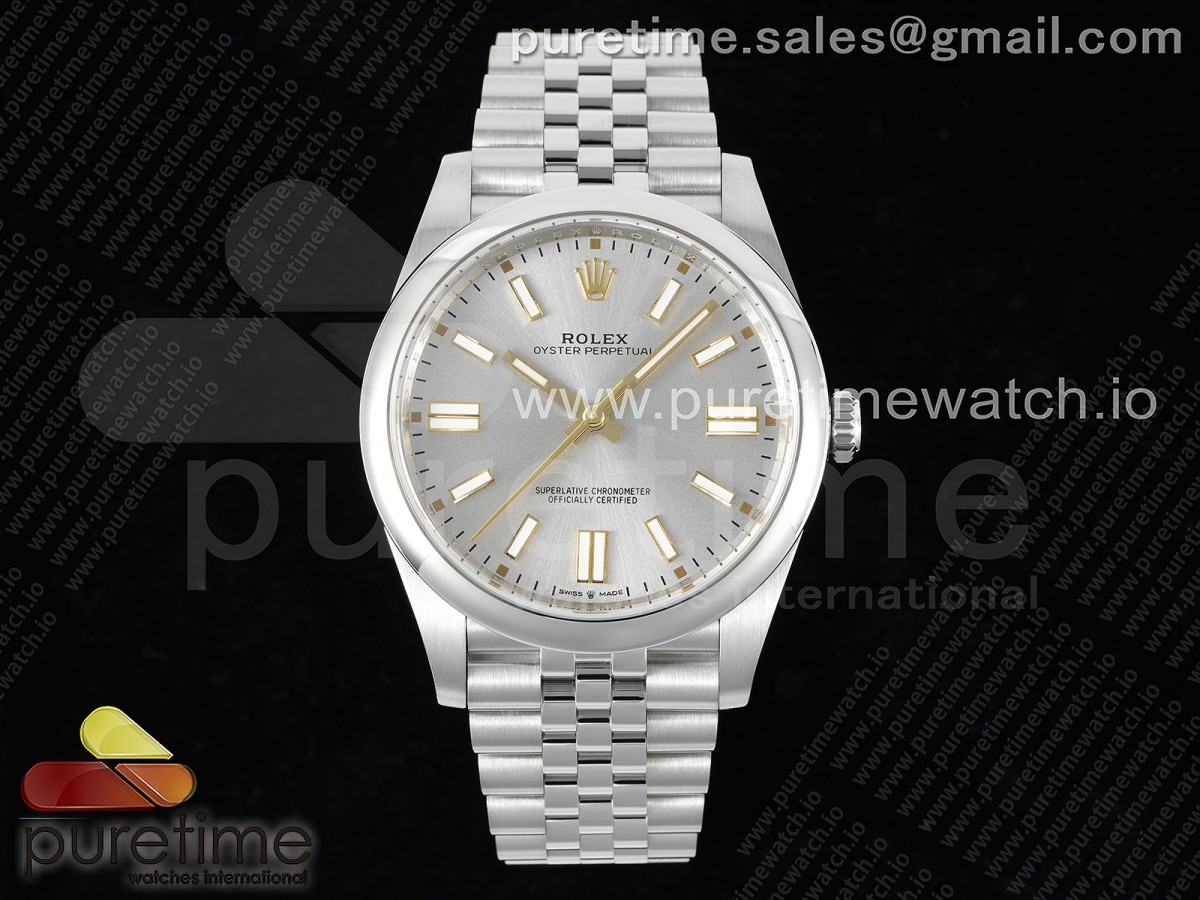 EWF 롤렉스 오이스터 퍼페츄얼41 실버다이얼 쥬빌레브레이슬릿 Oyster Perpetual 41mm 124300 EWF Best Edition Silver Dial on SS Jubilee Bracelet A3230