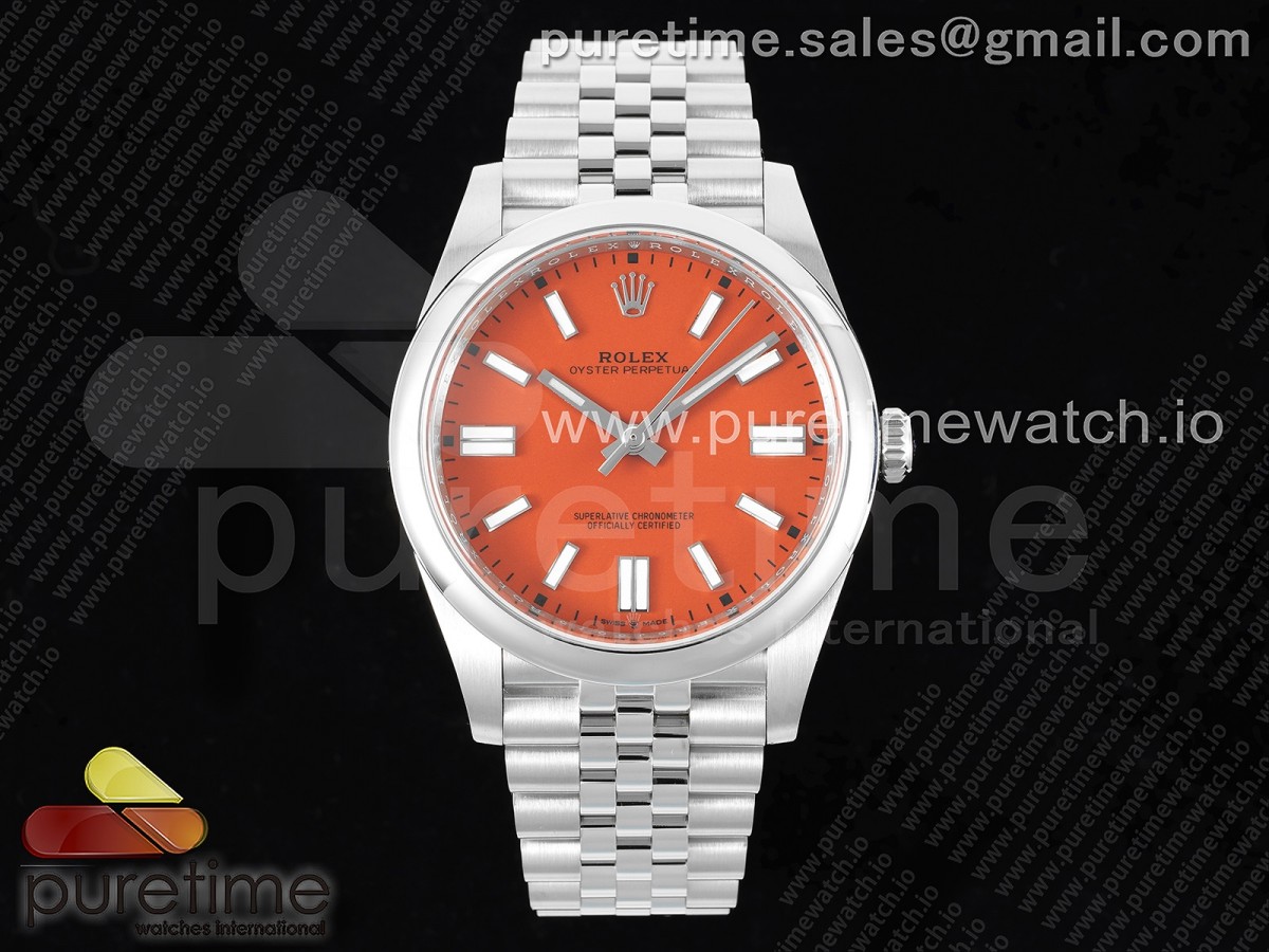 EWF 롤렉스 오이스터 퍼페츄얼41 레드다이얼 쥬빌레브레이슬릿 Oyster Perpetual 41mm 124300 EWF Best Edition Red Dial on SS Jubilee Bracelet A3230