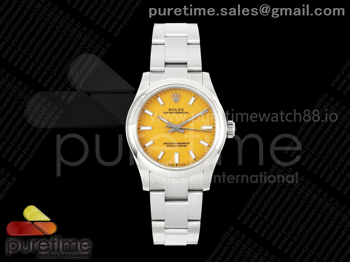 EWEF 롤렉스 오이스터 퍼페츄얼 31미리 옐로우다이얼 스틸브레이슬릿  Oyster Perpetual 31mm 277200 EWE Best Edition Desert Dial on SS Bracelet A2232
