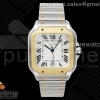 GF V2 까르띠에 산토스 라지 옐로우골드콤비 화이트다이얼 스틸브레이슬릿  Santos de Cartier 40mm SS/YG GF 1:1 Best Edition White Dial on YG SmartLinks Bracelet MIYOTA 9015 V2 (Free Leather)