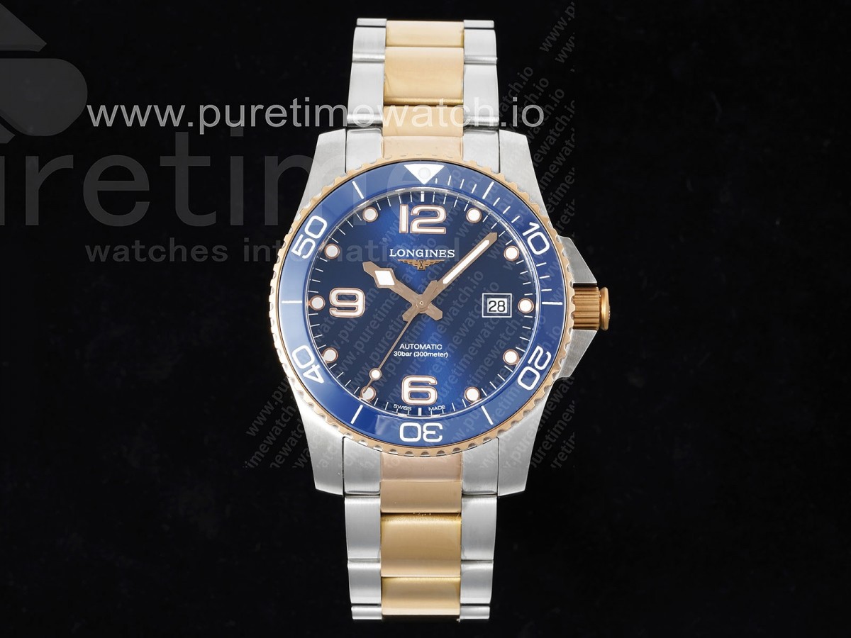 ZF 론진 하이드로 콘퀘스트 로즈골드콤비 블루다이얼 스틸브레이슬릿 Conquest SS/RG Blue Ceramic Bezel SS ZF 1:1 Best Edition Blue Dial on SS/RG Bracelet A2824