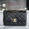 팬더샵 샤넬 더블골드 체인 플랩 왁 블랙 WOC AP2289