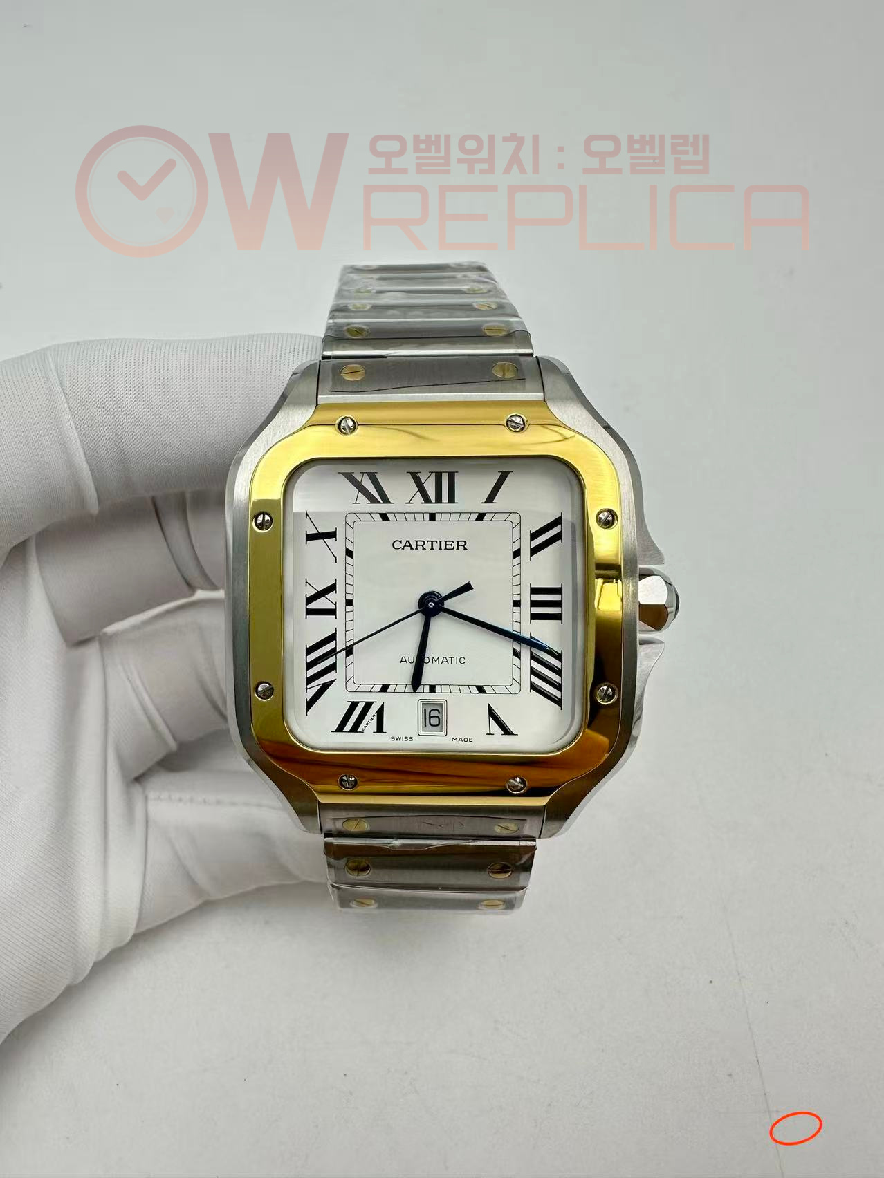 (#국내# 당발) BVF V2 산토스 드 까르띠에 옐로우골드 콤비 라지 40미리 화이트다이얼 스틸브레이슬릿