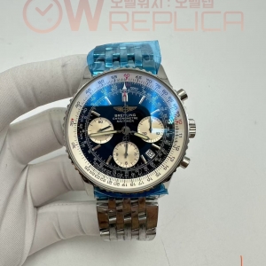 (당발) BPF 브라이틀링 구 네비타이머01 블랙다이얼 스틸브레이슬릿