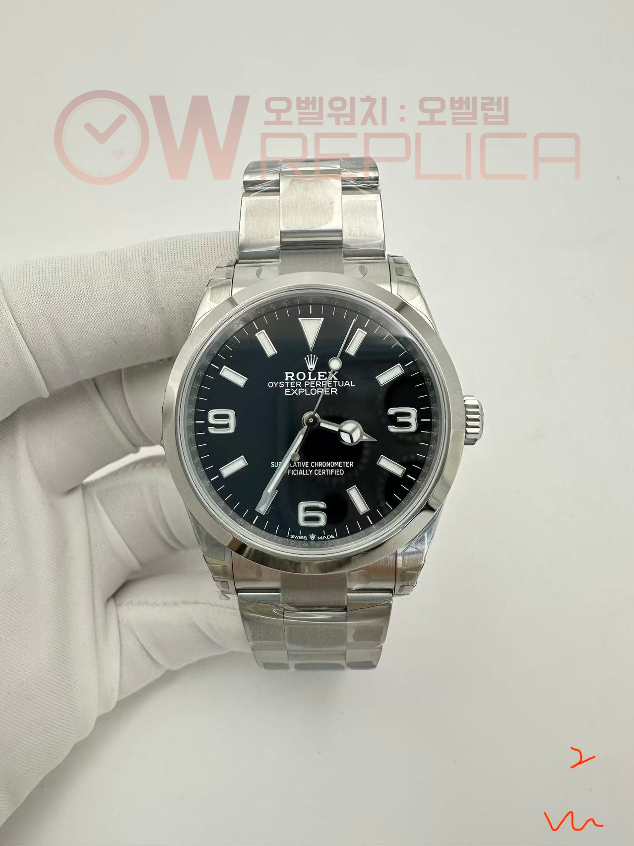 (#국내# 당발) VSF 롤렉스 익스플로러36 블랙다이얼 스틸브레이슬릿 (러그19mm)