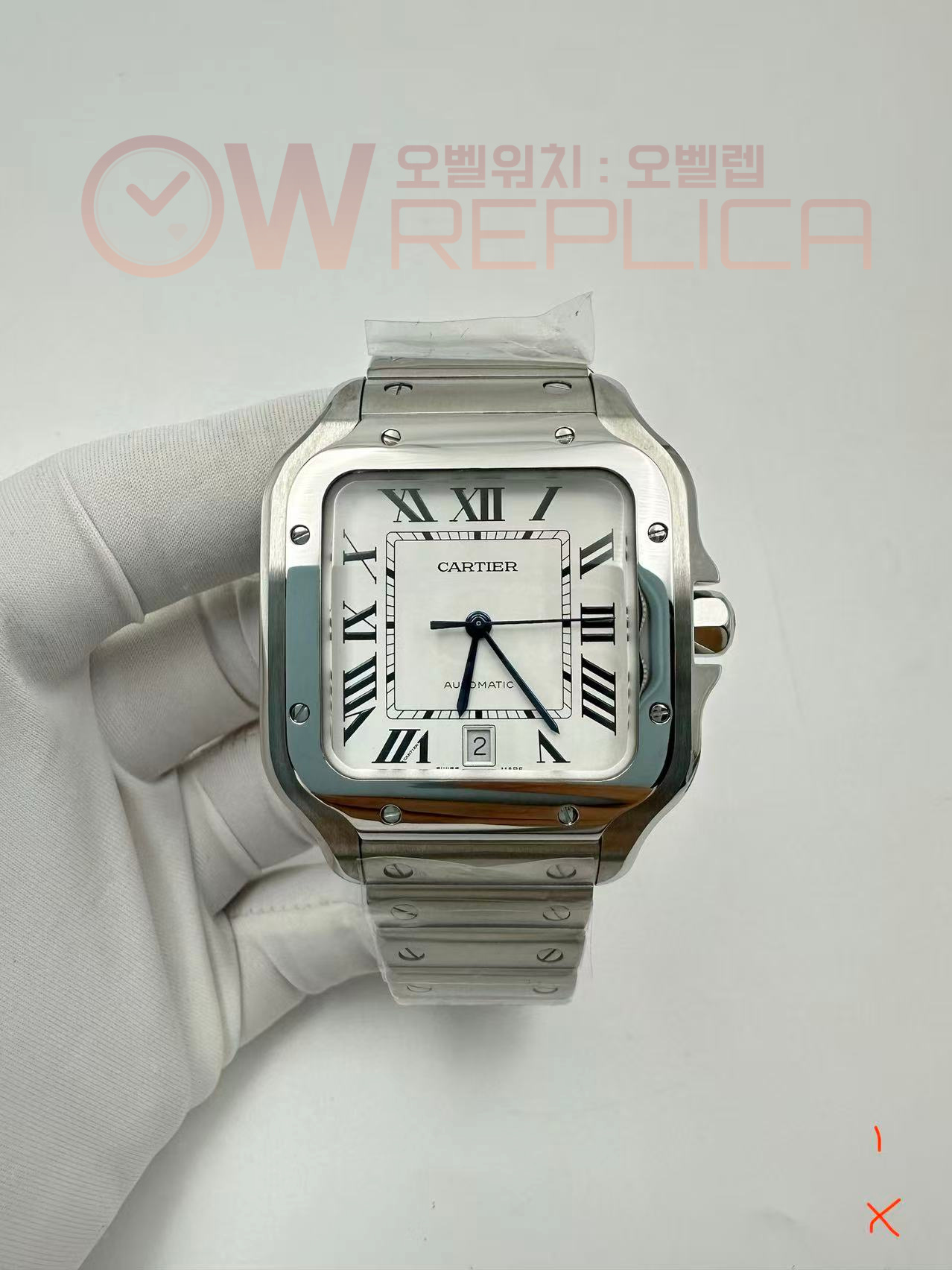 (#국내# 당발) GF V2 까르띠에 산토스 라지 40미리 화이트다이얼 스틸브레이슬릿