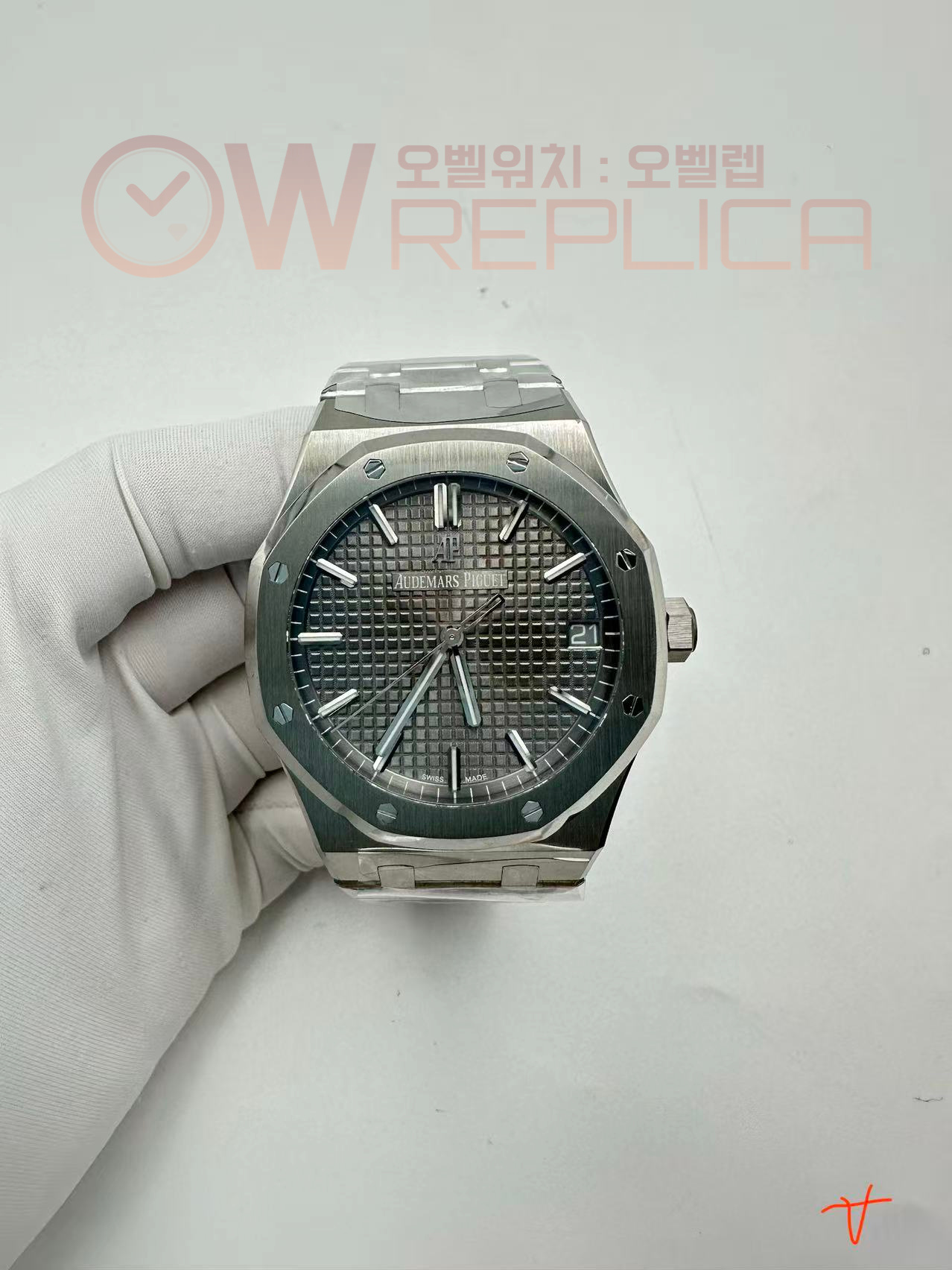 (#국내# 당발) VSF 오데마피게 로얄오크 15500 그레이다이얼 스틸브레이슬릿