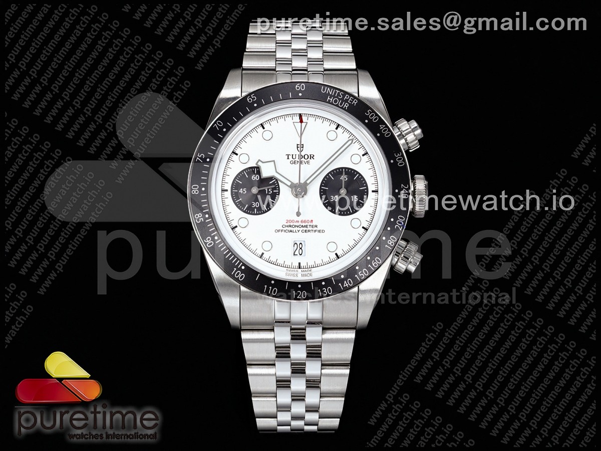ZF 튜더 블랙베이 크로노 41미리 화이트다이얼 스틸브레이슬릿  Black Bay Chrono SS ZF 1:1 Best Edition White/Black Dial on SS Bracelet A7750