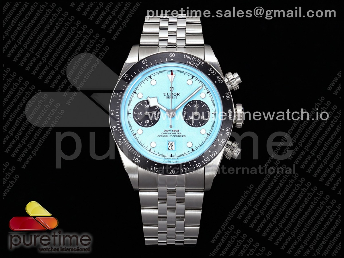ZF 튜더 블랙베이 크로노 41미리 티파니블루다이얼 스틸브레이슬릿 Black Bay Chrono SS ZF 1:1 Best Edition Tiffany Blue Dial on SS Bracelet A7750