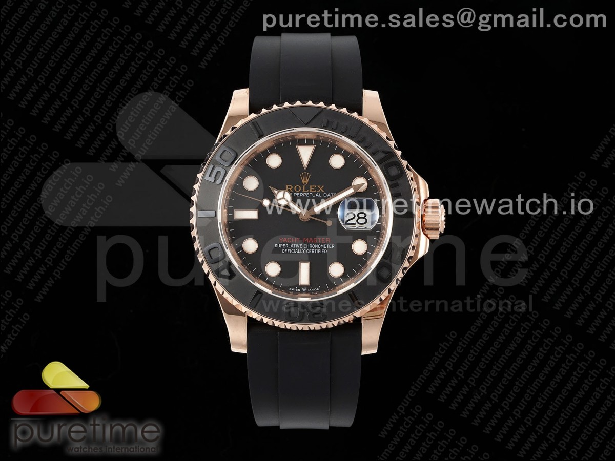 KF 롤렉스 요트마스터 로즈골드 포금 블랙다이얼 오이스터플렉스러버스트랩 Yacht-Master 126655 KF 1:1 Best Edition RG Wrapped Black Dial on Oysterflex Strap VR3235