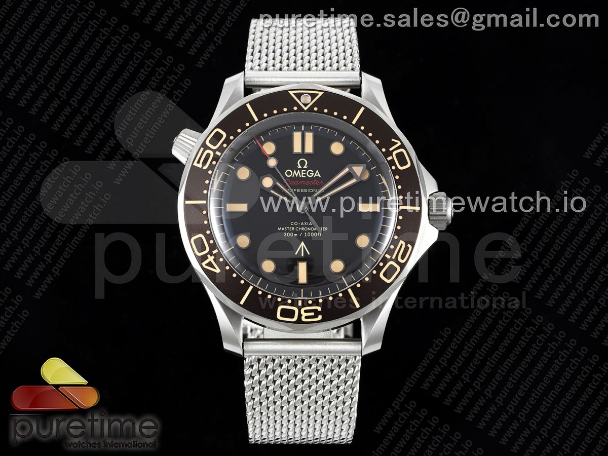 ORF 오메가 씨마스터 300 노타임투다이 블랙다이얼 메쉬브레이슬릿 Seamaster 300 "No Time to Die" Titanium ORF 1:1 Best Edition on Mesh Bracelet A8806