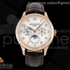 3KF 파텍필립 퍼페츄얼캘린더 5140 로즈골드 화이트아라빅다이얼 브라운가죽스트랩  Perpetual Calendar 5140 RG 3KF Best Edition White Numeral Dial on Brown Leather Strap A240