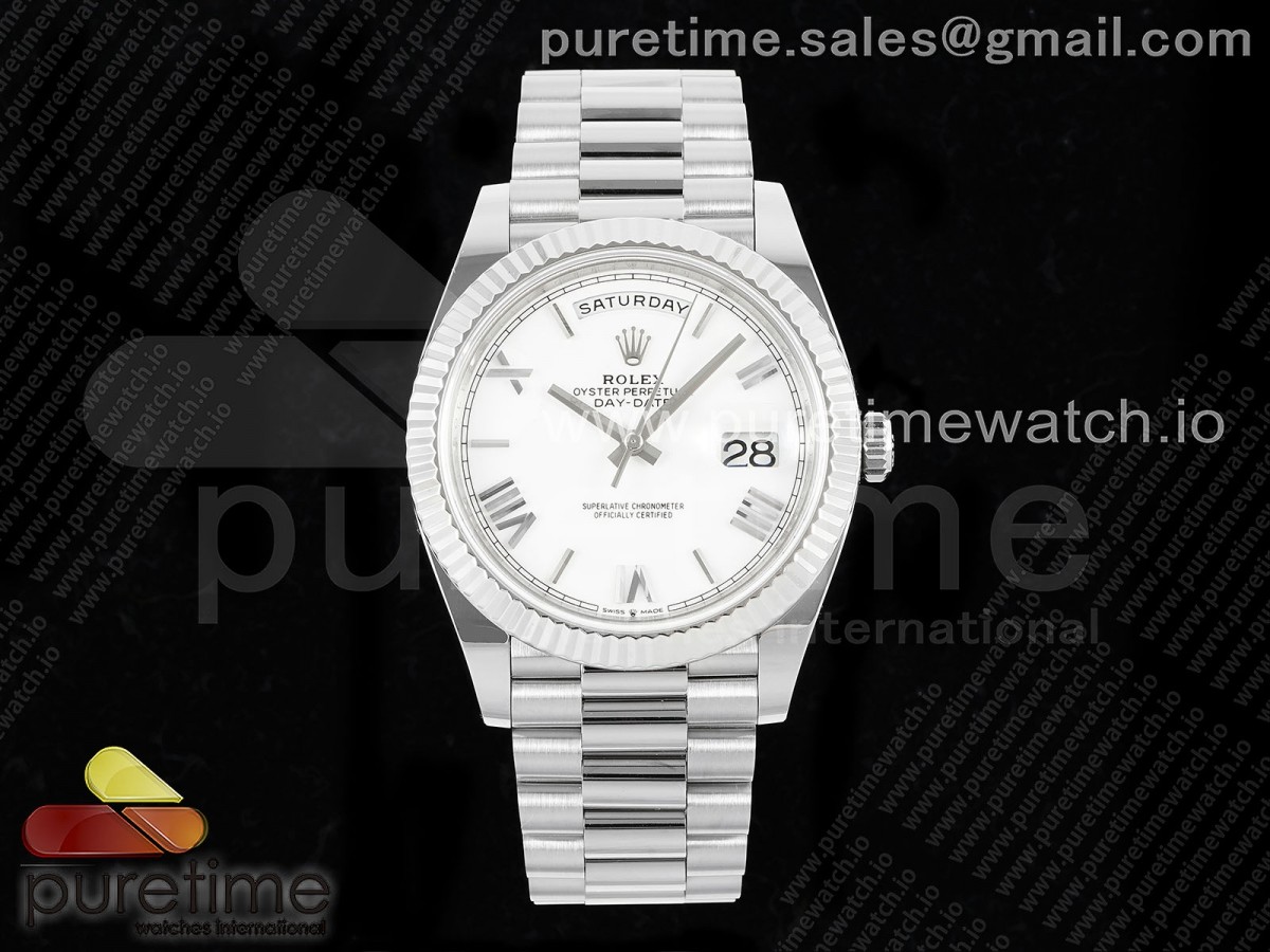 ARF 롤렉스 데이데이트40 텅스텐(Cu-W) 화이트로만다이얼 스틸브레이슬릿 Day Date 40 SS 228236 ARF 1:1 Best Edition White Roman Dial on President Bracelet VR3255 (Gain Weight)