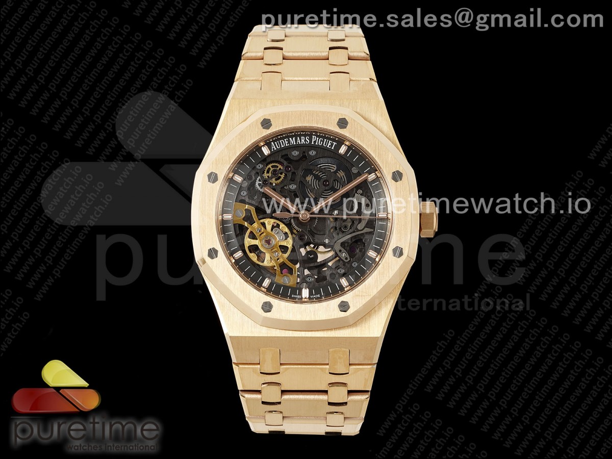 ZF 오데마피게 로얄오크 15407 로즈골드 스켈레톤다이얼 스틸브레이슬릿 Royal Oak 41mm Skeleton 15407 RG ZF 1:1 Best Edition Skeleton Dial on RG Bracelet A3132