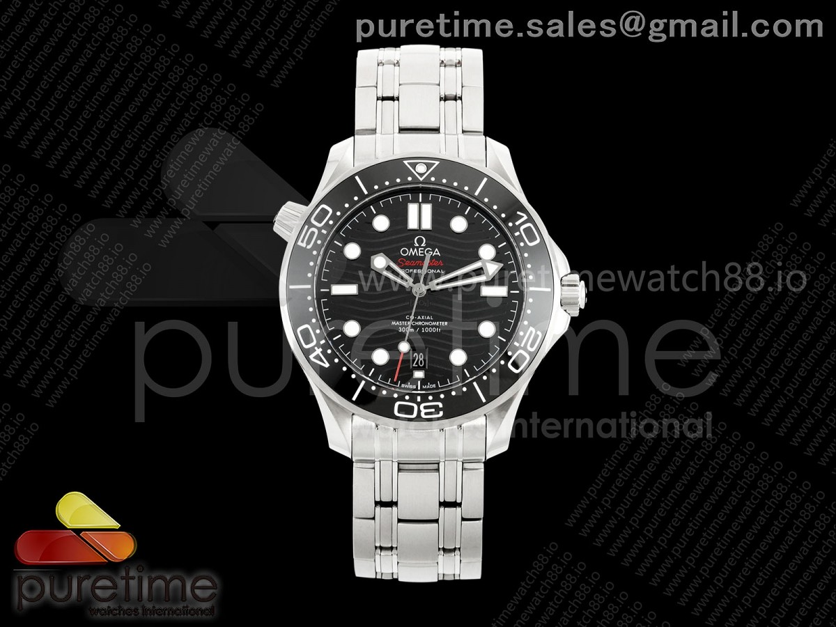 (NEW) VSF V4 오메가 씨마스터 다이버300 블랙다이얼 스틸브레이슬릿 Seamaster Diver 300M VSF 1:1 Best Edition Black Ceramic Black Dial on SS Bracelet SA8800 Super Clone V4