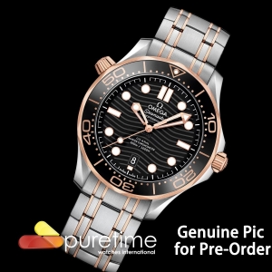 (NEW) VSF V4 오메가 씨마스터 다이버300 로즈골드콤비 블랙다이얼 스틸브레이슬릿 Seamaster Diver 300M SS/RG VSF 1:1 Best Edition Black Ceramic Black Dial on SS/RG Bracelet SA8800 Super Clone V4