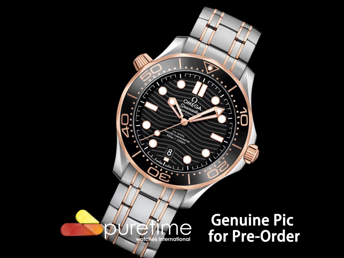 (NEW) VSF V4 오메가 씨마스터 다이버300 로즈골드콤비 블랙다이얼 스틸브레이슬릿 Seamaster Diver 300M SS/RG VSF 1:1 Best Edition Black Ceramic Black Dial on SS/RG Bracelet SA8800 Super Clone V4