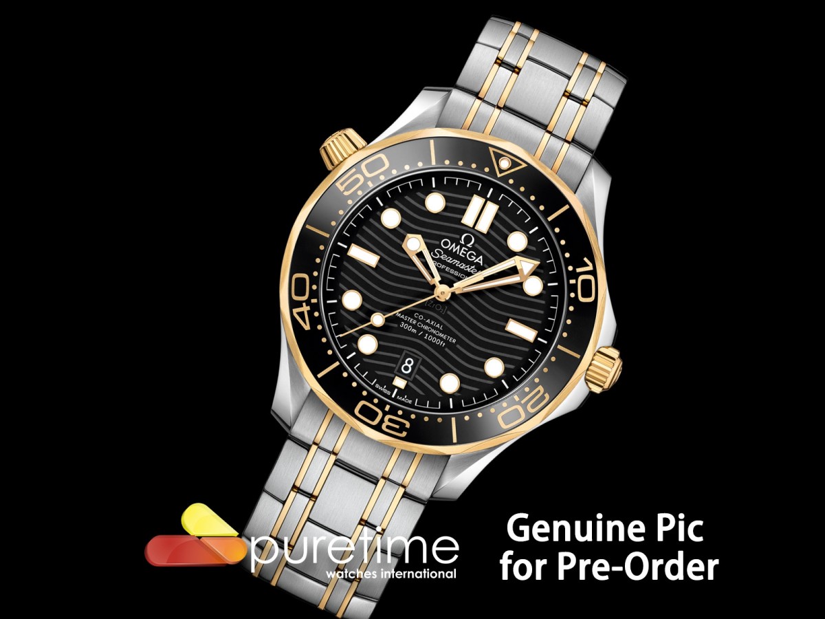 (NEW) VSF V4 오메가 씨마스터 다이버300 옐로우골드콤비 블랙다이얼 스틸브레이슬릿 Seamaster Diver 300M SS/YG VSF 1:1 Best Edition Black Ceramic Black Dial on SS/YG Bracelet SA8800 Super Clone V4