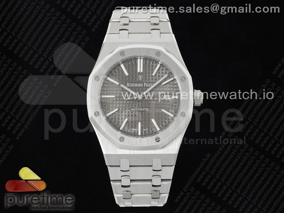 RSF 오데마피게 로얄오크 15400 그레이다이얼 스틸브레이슬릿  Royal Oak 41mm 15400 SS RSF 1:1 Best Edition Gray Textured Dial on SS Bracelet A3120 Super Clone