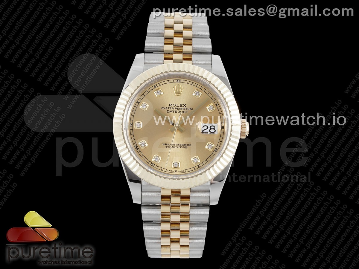 GMF V2 롤렉스 데이저스트41 옐로우골드 포금콤비 골드다이아다이얼 스틸브레이슬릿 DateJust 41 SS/YG 126333 JDF Gold Wrapped 904L Steel YG Dial Diamonds Markers on Jubilee Bracelet V2