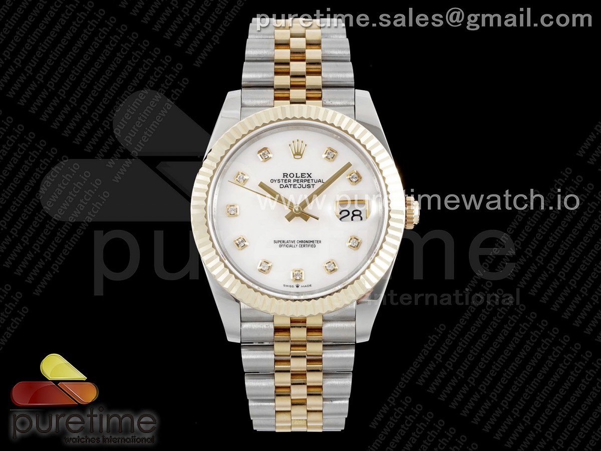 GMF V2 롤렉스 데이저스트41 옐로우골드 포금콤비 화이트다이아다이얼 스틸브레이슬릿 DateJust 41 SS/YG 126333 JDF Gold Wrapped 904L Steel White Dial Diamonds Markers on Jubilee Bracelet V2