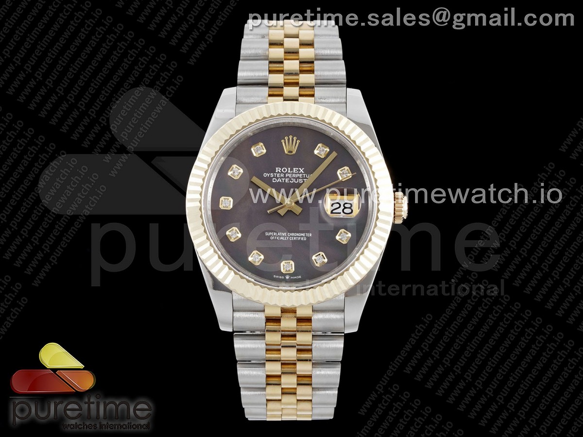 GMF V2 롤렉스 데이저스트41 옐로우골드 포금콤비 그레이다이아다이얼 스틸브레이슬릿 DateJust 41 SS/YG 126333 JDF Gold Wrapped 904L Steel Gray MOP Dial Diamonds Markers on Jubilee Bracelet V2