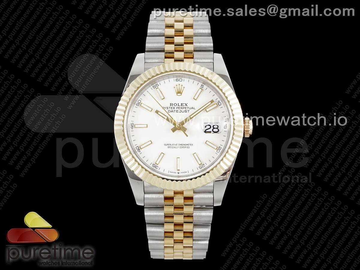 GMF V2 롤렉스 데이저스트41 옐로우골드 포금콤비 화이트다이얼 스틸브레이슬릿  DateJust 41 SS/YG 126333 JDF Gold Wrapped 904L Steel White Dial Stick Markers on Jubilee Bracelet V2