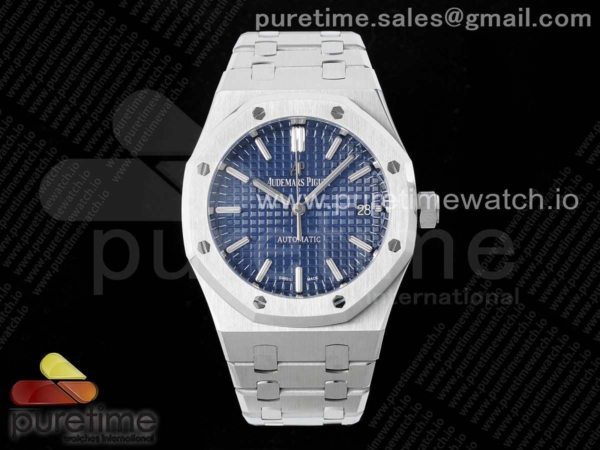 ZF 오데마피게 로얄오크 15450 블루다이얼 스틸브레이슬릿 Royal Oak 37mm 15450 SS ZF 1:1 Best Edition Blue Textured Dial on SS Bracelet SA3120 Super Clone