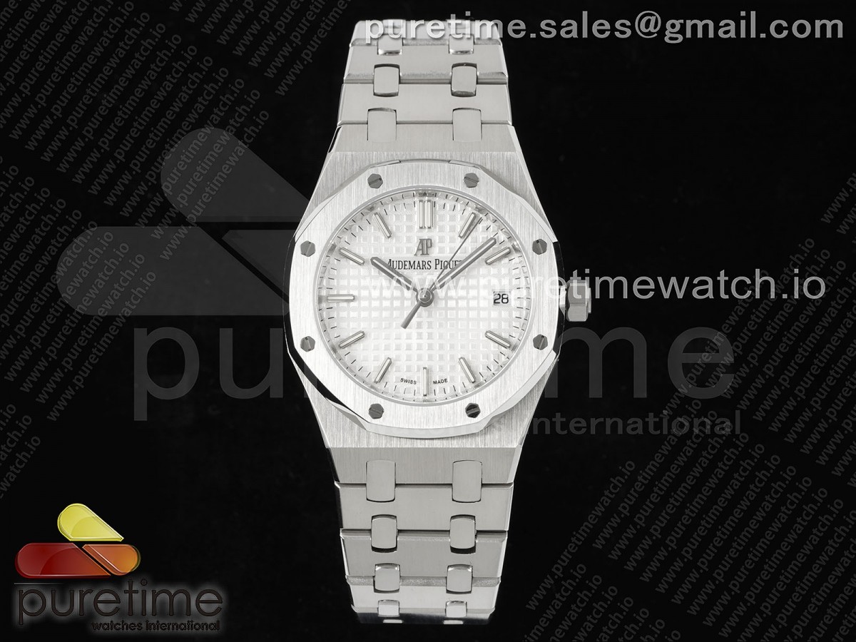 NTF 오데마피게 로얄오크 레이디 화이트다이얼 스틸브레이슬릿 Royal Oak 77351 Ladies SS NTF Best Edition White Dial on SS Bracelet A5800