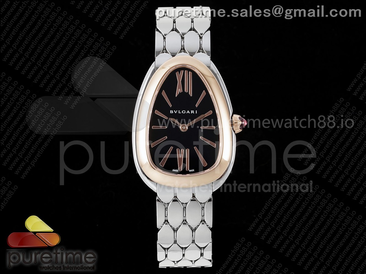 BVF 불가리 세르펜티 세두토리 로골베젤 블랙다이얼 스틸브레이슬릿 Serpenti Seduttori SS BVF 1:1 Best Edition Black Dial RG Bezel on SS Bracelet ETA Quartz