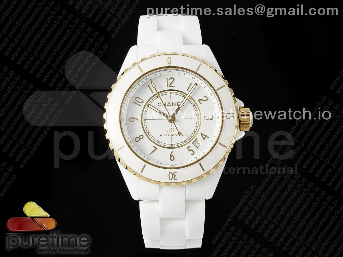 BVF 샤넬 J12 38미리 화이트세라믹콤비 화이트다이얼 세라믹브레이슬릿 J13 38mm YG White Ceramic BVF 1:1 Best Edition White Dial on Bracelet A12.1