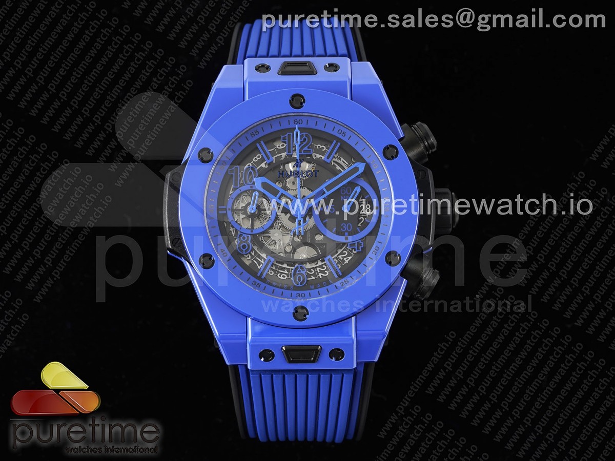 ZF 위블로 빅뱅 유니코 블루매직세라믹 스켈레톤다이얼 블루러버스트랩  Big Bang Unico Blue Magic Ceramic ZF 1:1 Best Edition Skeleton Dial on Blue Rubber Strap A1280