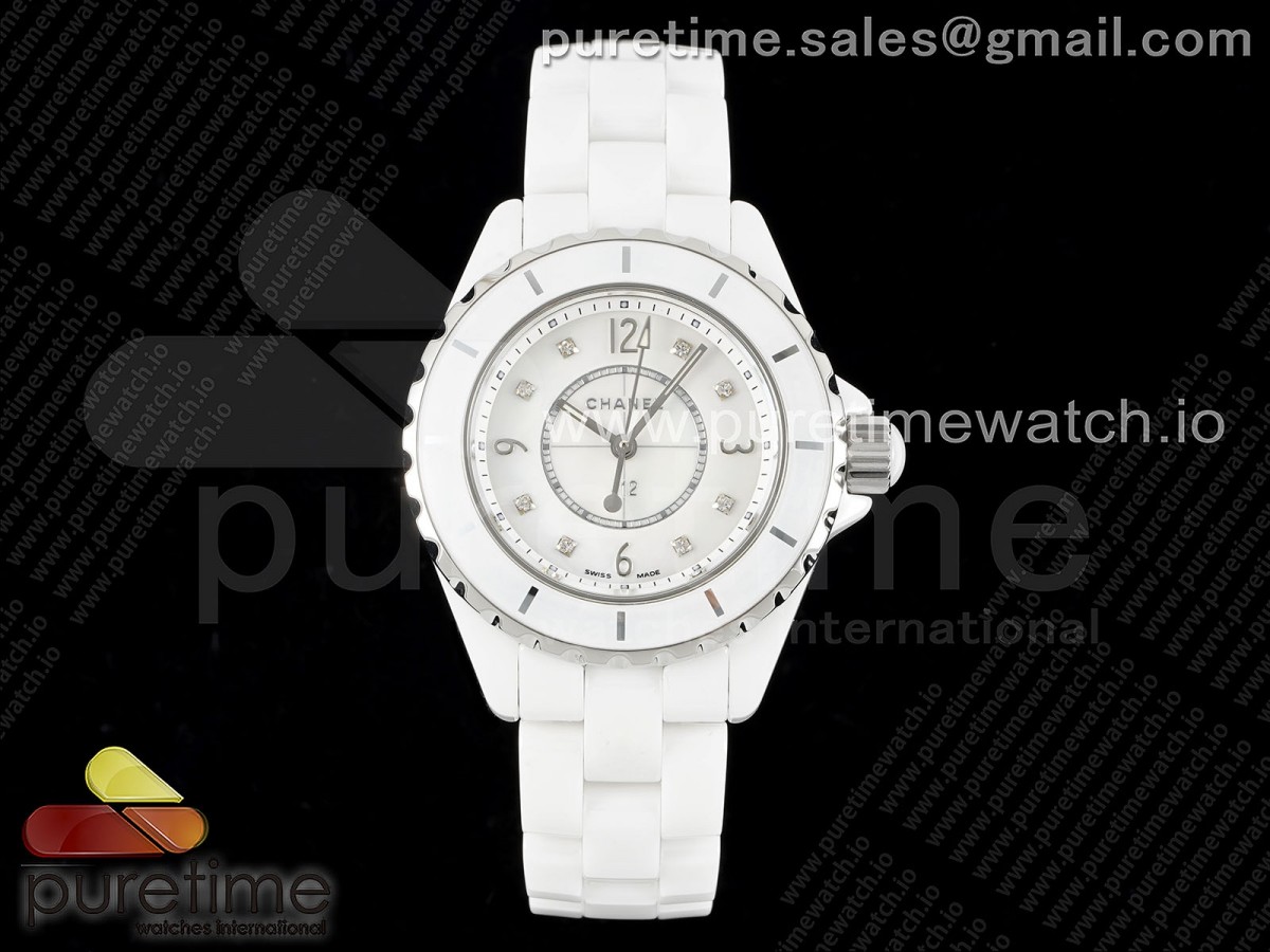 EAST(HTF)공장 샤넬 J12 화이트세라믹 33미리 화이트이얼 다이아인덱스 J13 33mm East Factory 1:1 Best Edition White Korea Ceramic White Diamonds Dial on Bracelet Swiss Quartz