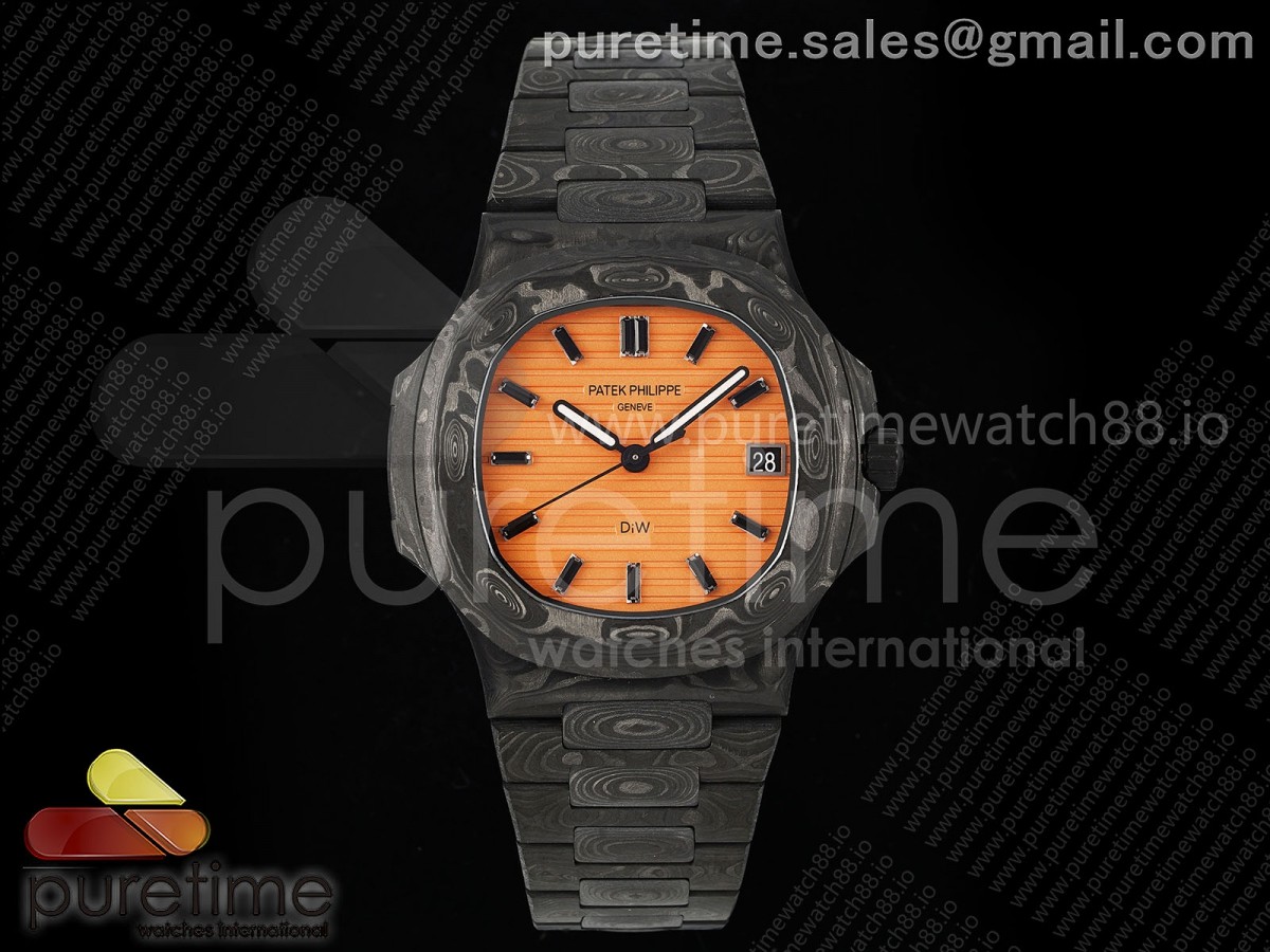 DIWF 파텍필립 노틸러스 5711 DIW 카본 오렌지다이얼 카본브레이슬릿  Nautilus 5711 DIW Carbon DIWF 1:1 Best Edition Orange Textured Dial on Carbon Bracelet 324CS